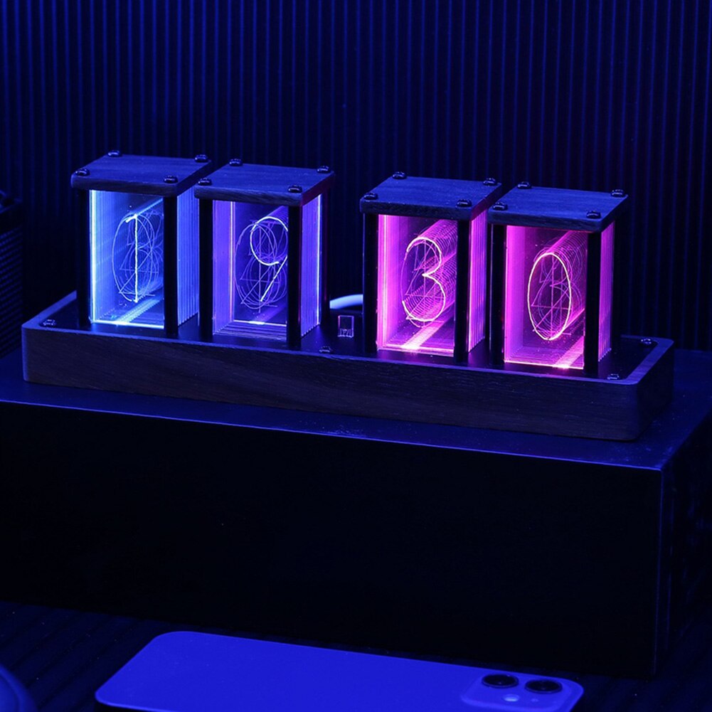 Retro Nixie Glow Tube Clock with Modern style