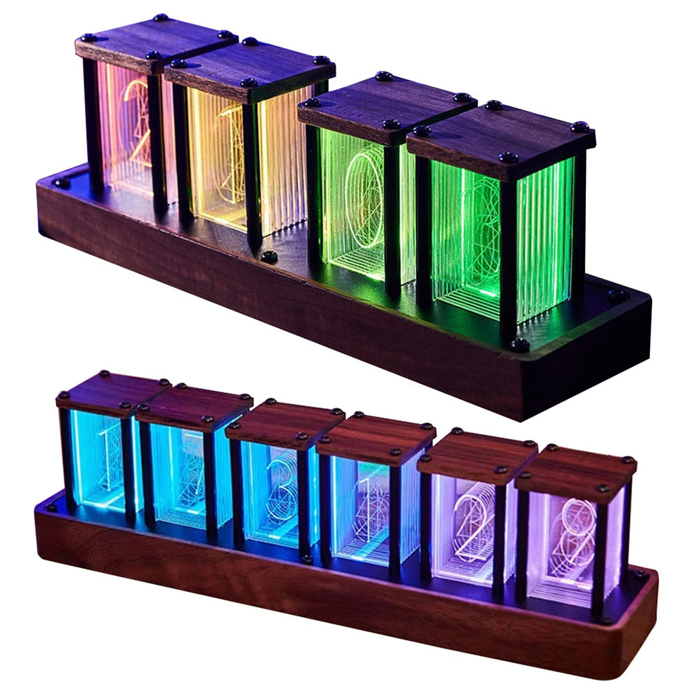 Retro Nixie Glow Tube Clock with Modern style